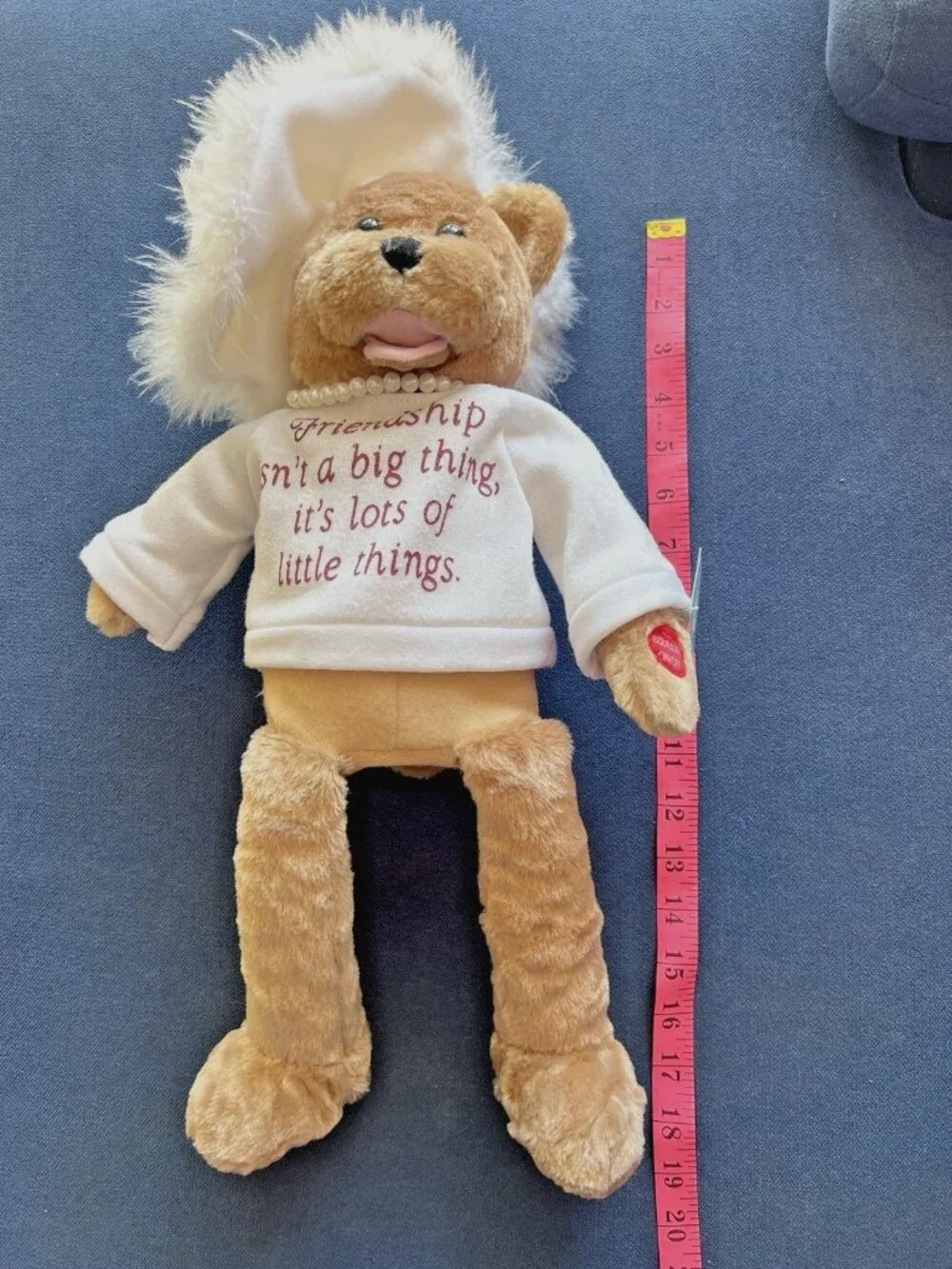Animated Musical Bear Plush Pearls Wisdom Sings “That’s What Friends Are For”